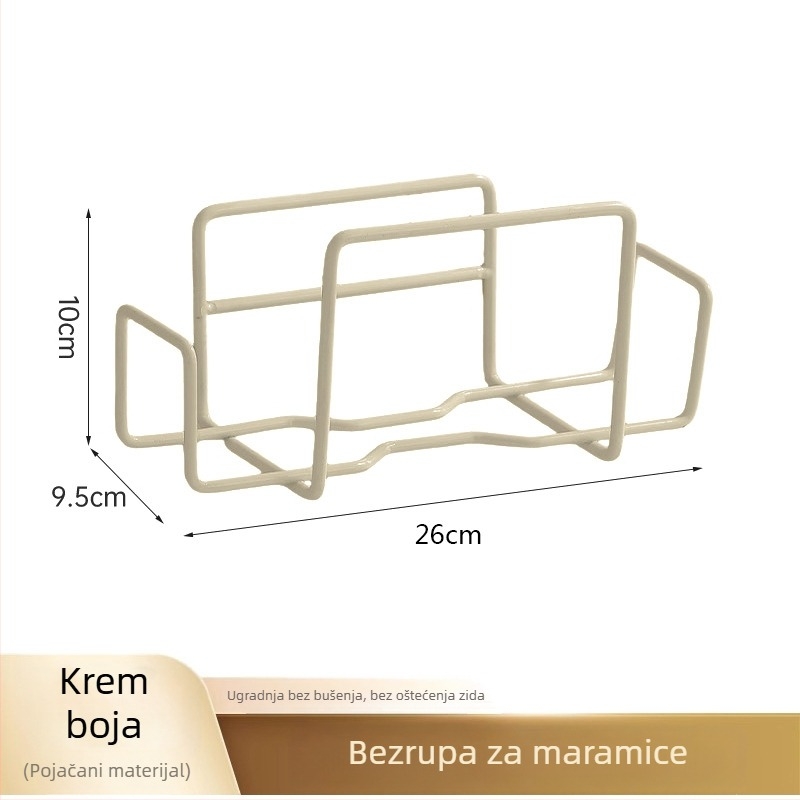Zidni držač papirnatih ubrusa s kutijom za vlžne maramice i skladišnim prostorom, metalni četverokutni okvir, završna obrada pečena boja, japansko-korejski stil.
