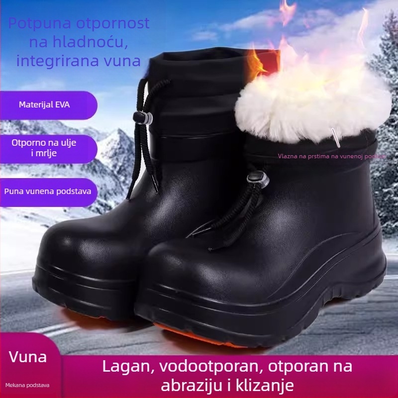 Damske EVA čizme za kišu do sredine potkoljenice — debeli đon, niski pet 1–3 cm, slip-on