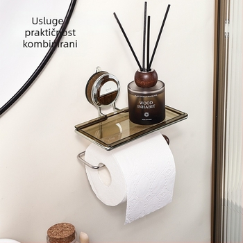 Držač za toaletni papir na zid s vakuum pričvršćivanjem, kvadratnog oblika, od nehrđajućeg čelika, elektroplirano završno