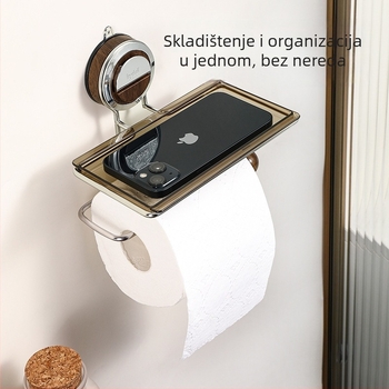 Držač za toaletni papir na zid s vakuum pričvršćivanjem, kvadratnog oblika, od nehrđajućeg čelika, elektroplirano završno