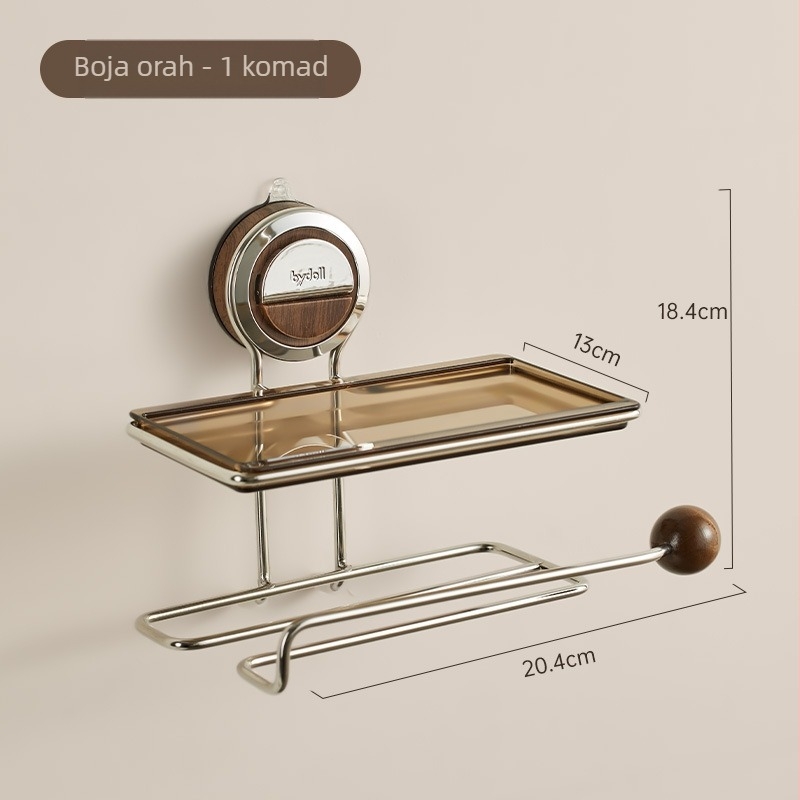 Držač za toaletni papir na zid s vakuum pričvršćivanjem, kvadratnog oblika, od nehrđajućeg čelika, elektroplirano završno