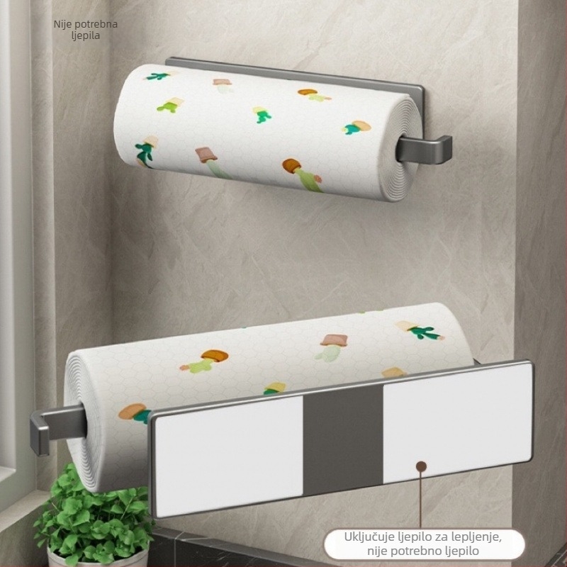 Zidni držač kuhinjskog papirnatog ručnika, bez bušenja, skladište za foliju, moderni jednostavni stil - Materijal: Drugo; Oblik: Drugo; Obrada površine: 1; Stil: Moderna jednostavnost