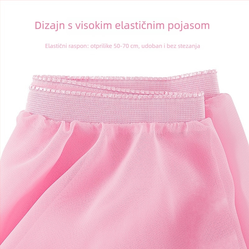 Dječja baletna haljina s vezicom, jednodijelna šifonska plesna haljina, Nylon 90%