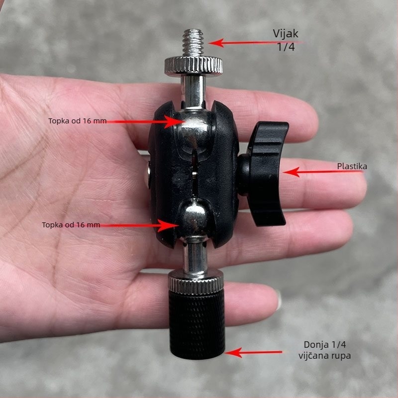 Držač za telefon s 17 mm kugličnom glavom i 1/4-inch navoja za gimball — univerzalni adapter za kotačiće