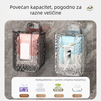 Kutija za maramice s pritiskom na zid — plastična, kompatibilna s uklonjivim maramicama, moderni minimalistički stil, višestruka upotreba