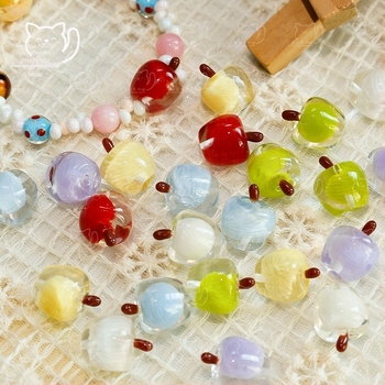 DIY set perli: smola u obliku jabuke s prolaznom rupom, uzorak oblaka i magle, za narukvice i lančiće za telefon