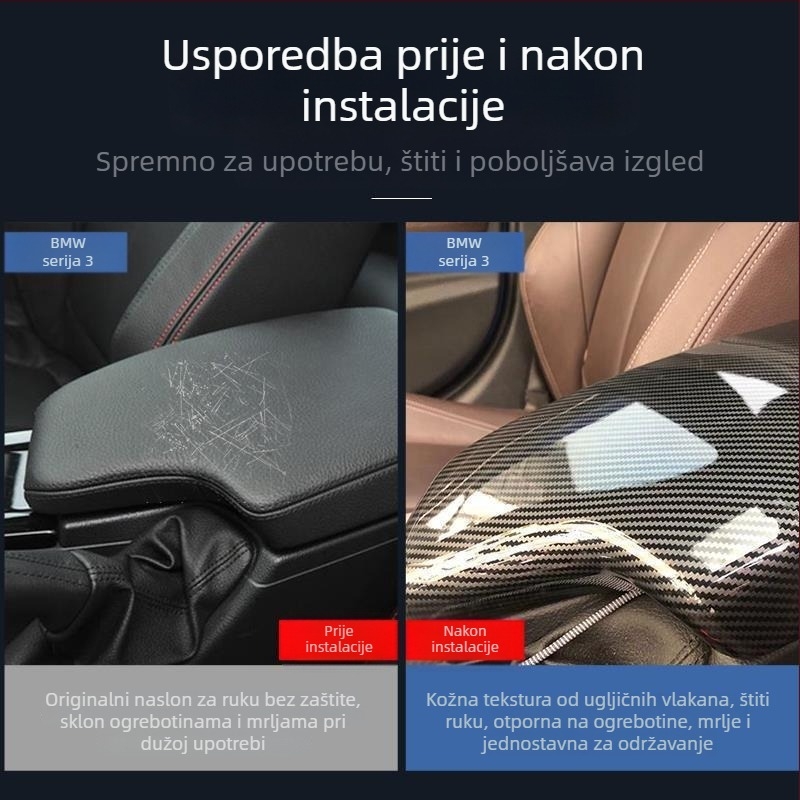 Kinracdine Plastični poklopac kutije naslona za BMW – kompatibilan s serijama 3, 5, 7 i modelima X1, X3, X5 – dekorativni poklopac središnje kutije za pohranu