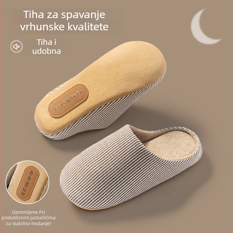 Unutarnje muške papuče od nubuka, s protukliznom potplatom, slip-on, zimski model 2025.