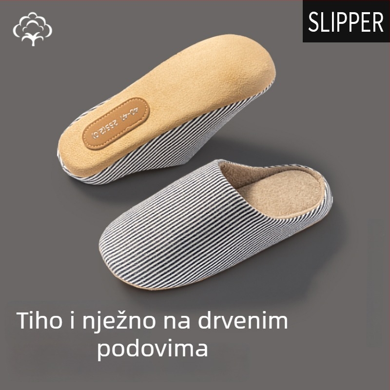 Unutarnje muške papuče od nubuka, s protukliznom potplatom, slip-on, zimski model 2025.