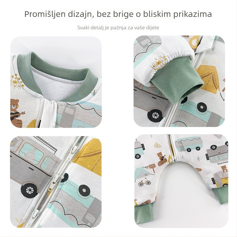 Unisex, 100% pamukast toplu spavaći vreću s odvojenim nogama za djecu, zima-jesen, 3–8 godina, kućna odjeća