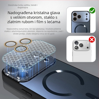 Magnetska futrola za iPhone s velikim otvorom za leću, TPU materijal, reljefna stražnja ploča s dvostrukom teksturom, podržava bežično magnetsko punjenje