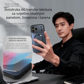 Magnetska futrola za iPhone s velikim otvorom za leću, TPU materijal, reljefna stražnja ploča s dvostrukom teksturom, podržava bežično magnetsko punjenje