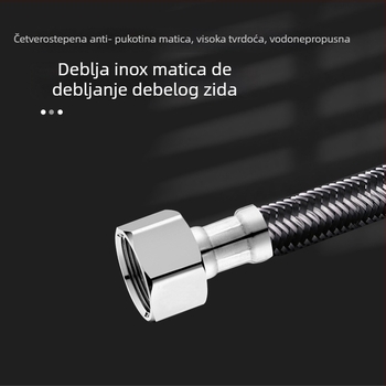 Nerđajući čelični opleteni dovod vode, navoj — 0–90°C, 1.0 MPa, pogodan za toalete i bojlere