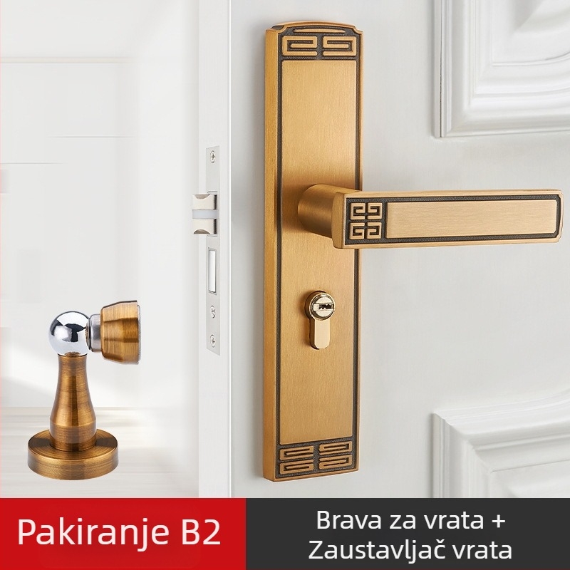 Unutarnja brava za vrata s držalom, od mangan čelika i aluminijskog legura, model TD23-906, moderni minimalistički stil