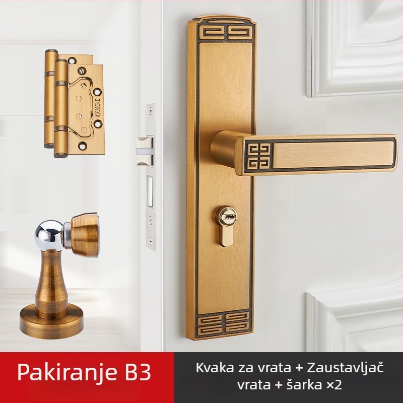 Unutarnja brava za vrata s držalom, od mangan čelika i aluminijskog legura, model TD23-906, moderni minimalistički stil