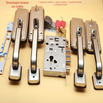 Brava za vrata s kvakom i gumbom za pritiskanje, nehrđajući čelik, model 814