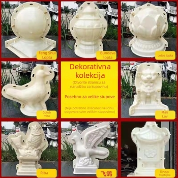Cementni ukrasni kalup – europski stil rimskog stupa, golubica, mužjak i ženka lava, kugla za balkonski ograda