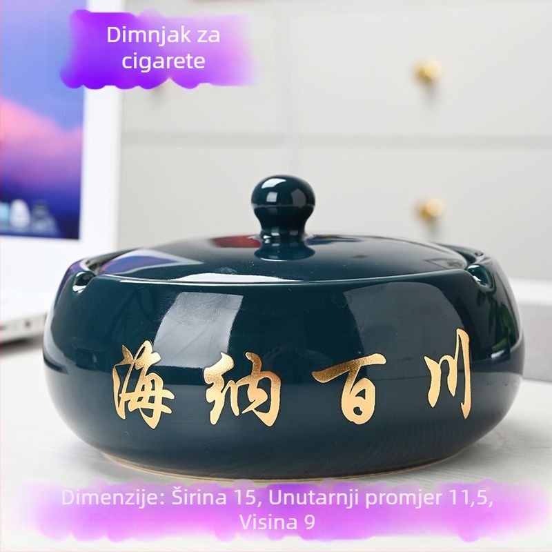Keramička pepeljara s poklopcem, gravirano, standardni model, brend Kuncheng