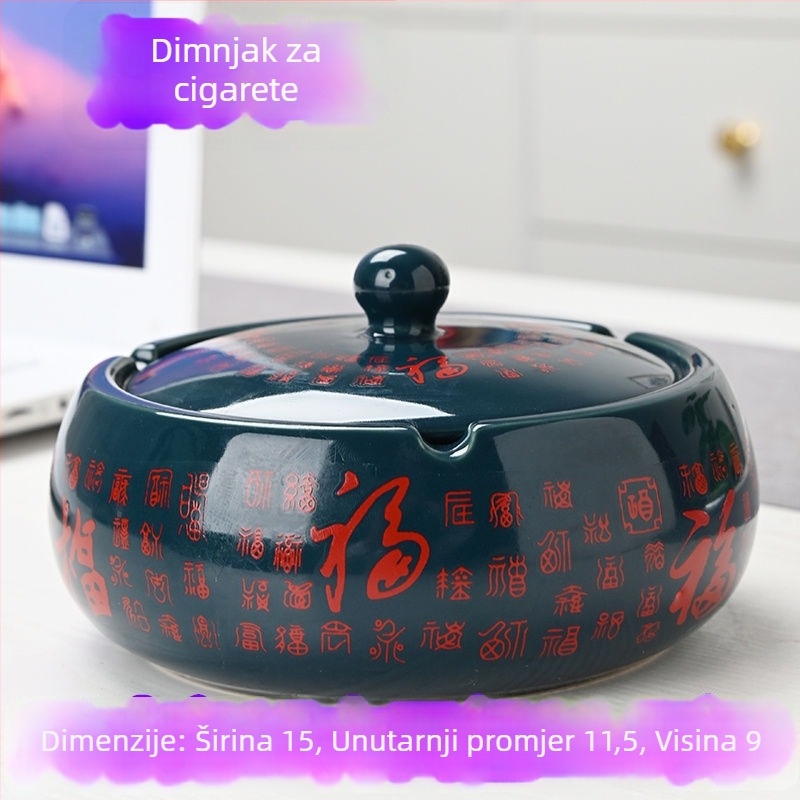 Keramička pepeljara s poklopcem, gravirano, standardni model, brend Kuncheng