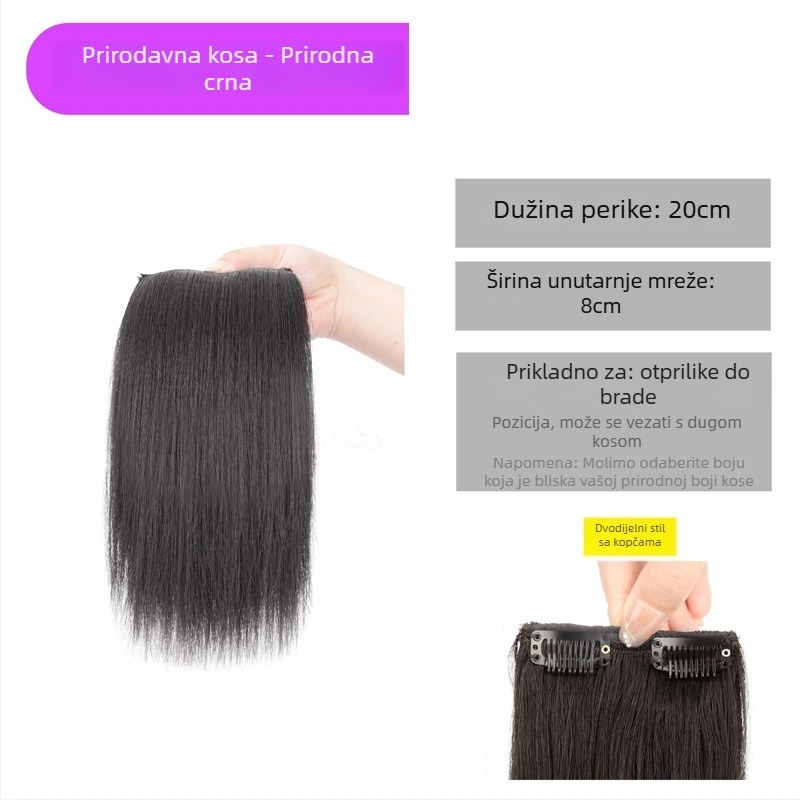 Perika od pravih ljudskih vlasi za žene, nevidljiva pahuljasta kosa, dodaje volumen na obje strane; može se obojati