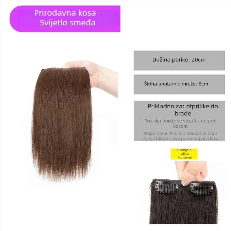Perika od pravih ljudskih vlasi za žene, nevidljiva pahuljasta kosa, dodaje volumen na obje strane; može se obojati