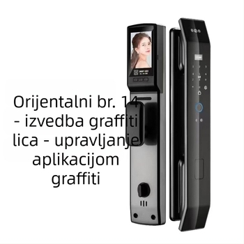 Pametna brava za vrata s prepoznavanjem lica, otiska prsta i lozinke — 100 otisaka, >100000 otključavanja, skeniranje <0,01 s, lažno prepoznavanje <0,0004%, -20°C do 60°C