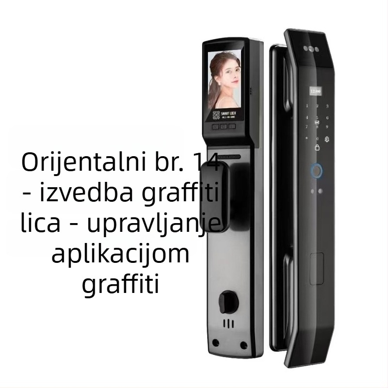 Pametna brava za vrata s prepoznavanjem lica, otiska prsta i lozinke — 100 otisaka, >100000 otključavanja, skeniranje <0,01 s, lažno prepoznavanje <0,0004%, -20°C do 60°C