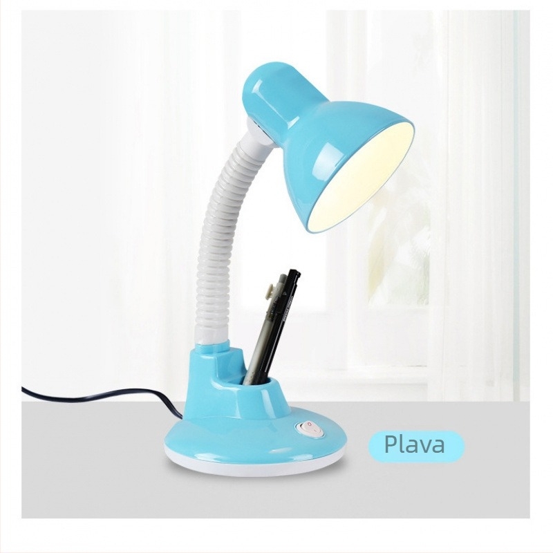 LED stolna lampa s zamjenjivom žaruljom – napajanje iz utičnice, za djecu i studente, zaštita vida (110–240V, gumbasti prekidač, napajanje iz utičnice, Osvjetljenje razreda A, CRI ≤70)