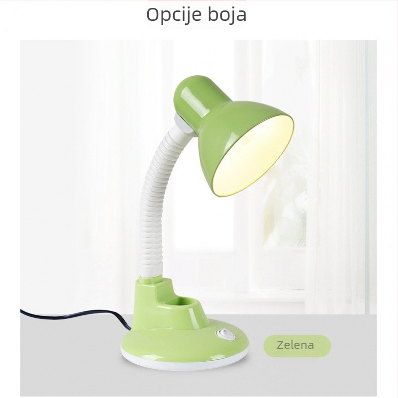 LED stolna lampa s zamjenjivom žaruljom – napajanje iz utičnice, za djecu i studente, zaštita vida (110–240V, gumbasti prekidač, napajanje iz utičnice, Osvjetljenje razreda A, CRI ≤70)