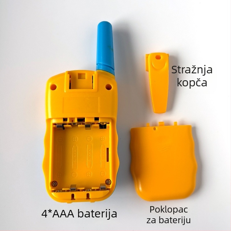 Dječji walkie-talkie T-388, 400-470MHz, 0,5W, domet 1,5–3km, 4× AA baterije, s zaslonom