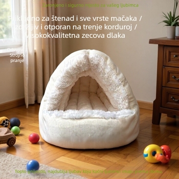 Mačje gnijezdo — plišani materijal, poluotvoren dizajn, toplina za sve sezone