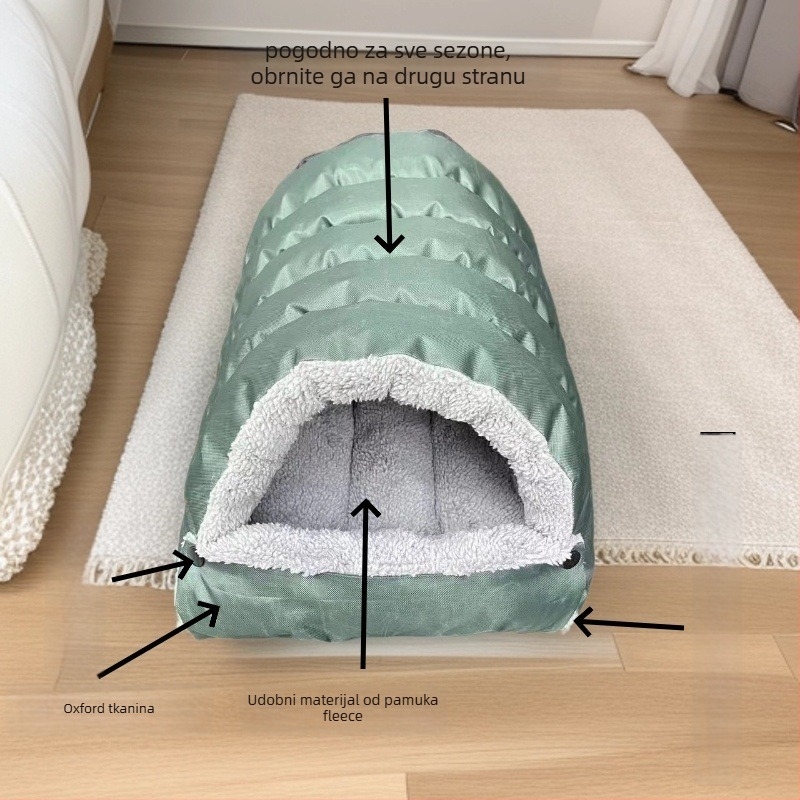 Mačje gnijezdo — plišani materijal, poluotvoren dizajn, toplina za sve sezone