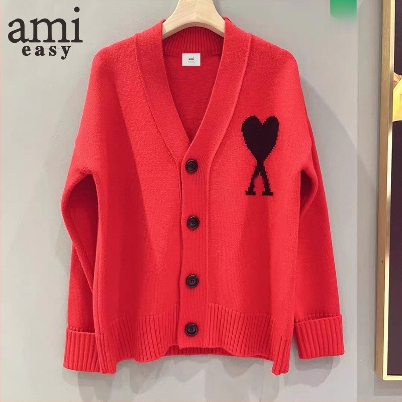 AMI&EASY Muški kardigan s V-izrezom i jacquard uzorkom – slobodan kroj, smjesa viskoze, zimska sezona