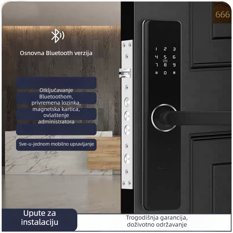 T1 pametni zaključavanje vrata s otiskom prsta za najam – pohranjivanje 100 otisaka, do 100000 pokušaja otključavanja, skeniranje 0,2 s, lažno prepoznavanje 0,1%