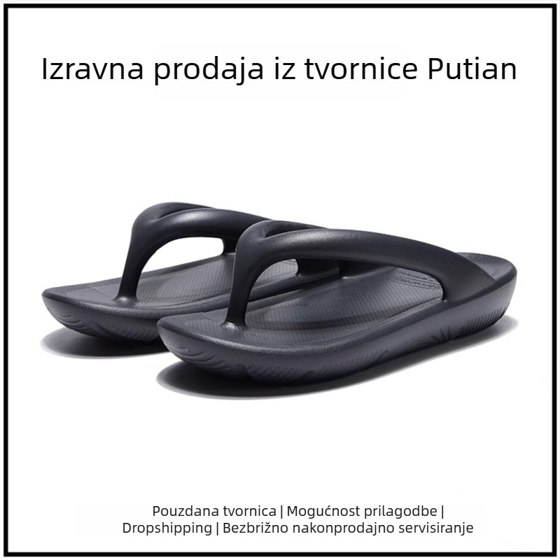 Muške žabice za plažu s EVA gornjim dijelom, EVA potplatom i EVA unutarnjim dijelom; debljina potplata 0–3 cm; ravna peta