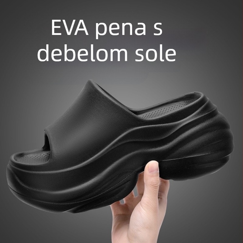 Ženske EVA papuče, Slip-On, 7 cm debeli đon, EVA gornji dio/ unutrašnjost/ potplat, kućne papuče za ljeto 2025