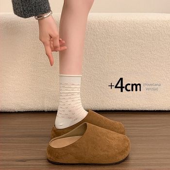 Ženske slip-on cipele s debelom platformom, gornji dio od ultrafibera, gumena potplata, okrugli vrh prsta