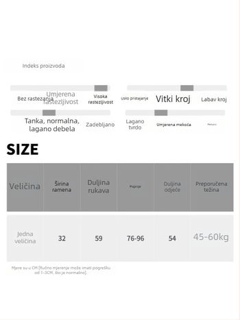 Pulover s uzorkom u skladu boja, dvodijelna lažna konstrukcija, okrugli izrez, dugi rukavi, duljina 50–65 cm