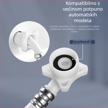 PVC cijev za dovod vode za perilicu rublja, model 004, eksplozijski otporna, proširena, montaža putem prijenosnog spajanja, radna temperatura 180°C