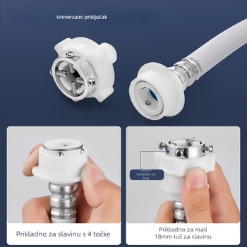 PVC cijev za dovod vode za perilicu rublja, model 004, eksplozijski otporna, proširena, montaža putem prijenosnog spajanja, radna temperatura 180°C