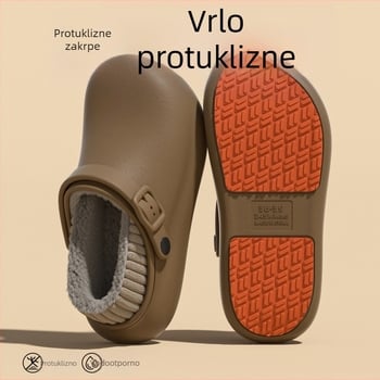 Unisex zimske papuče s protukliznim i vodootpornim PU gornjim dijelom te PU potplatom, debeli dizajn
