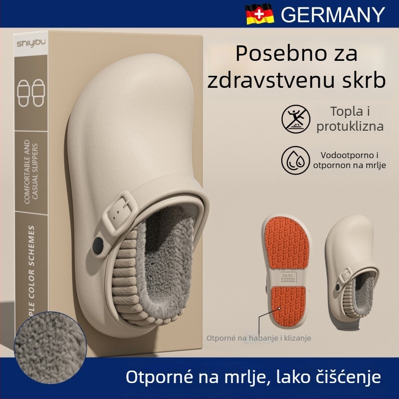 Unisex zimske papuče s protukliznim i vodootpornim PU gornjim dijelom te PU potplatom, debeli dizajn