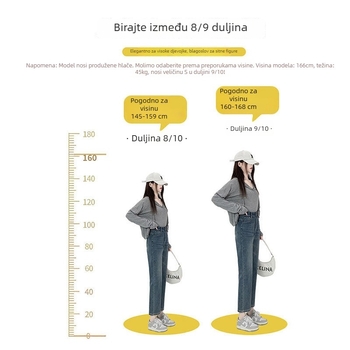 Traperice visokog struka, ravnog kroja, dužina 9/10, denim pamuk, proljeće 2025.