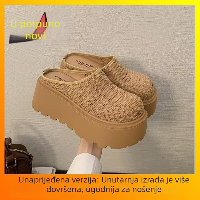 Ženske ljetne sandale s mrežastim gornjim dijelom, debeli potplat, izrezani dizajn, protuklizna, zatvoren vrh prsta
