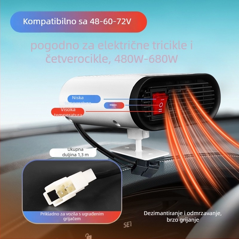 Ugradbeni grijač za električna vozila, 480W ABS kućište, odmagljivanje/odmrzavanje, model P30MAX