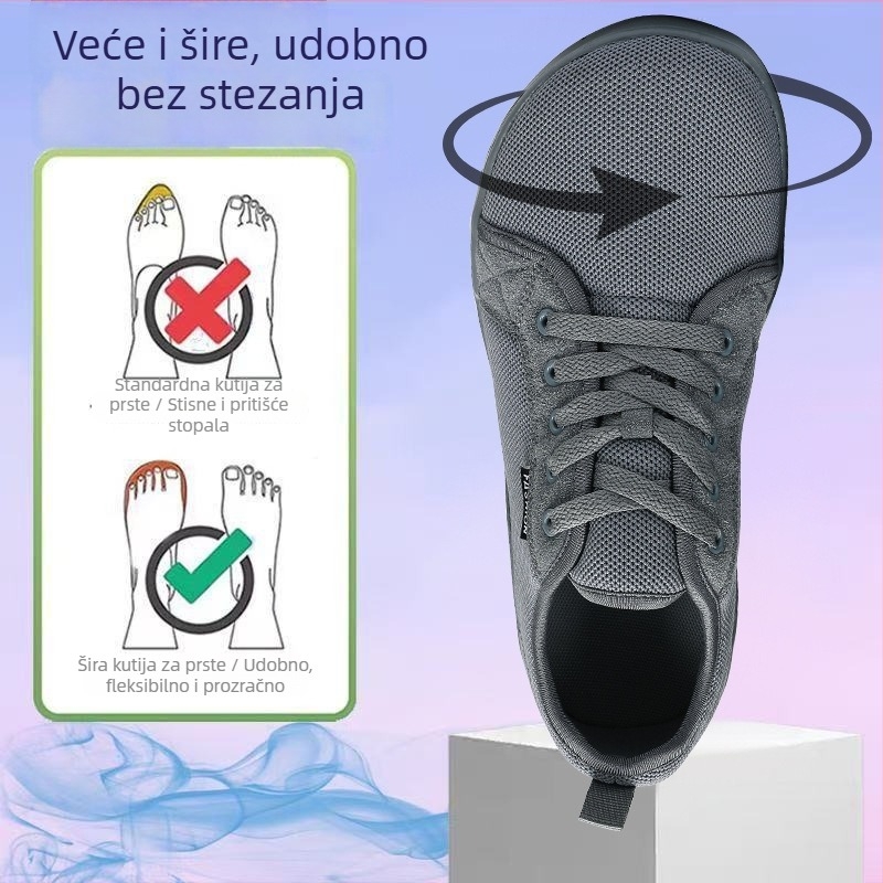 Muške platnene tenisice s okruglim vrhom, mrežasti gornji dio, ravna potplata, vezanje sprijeda