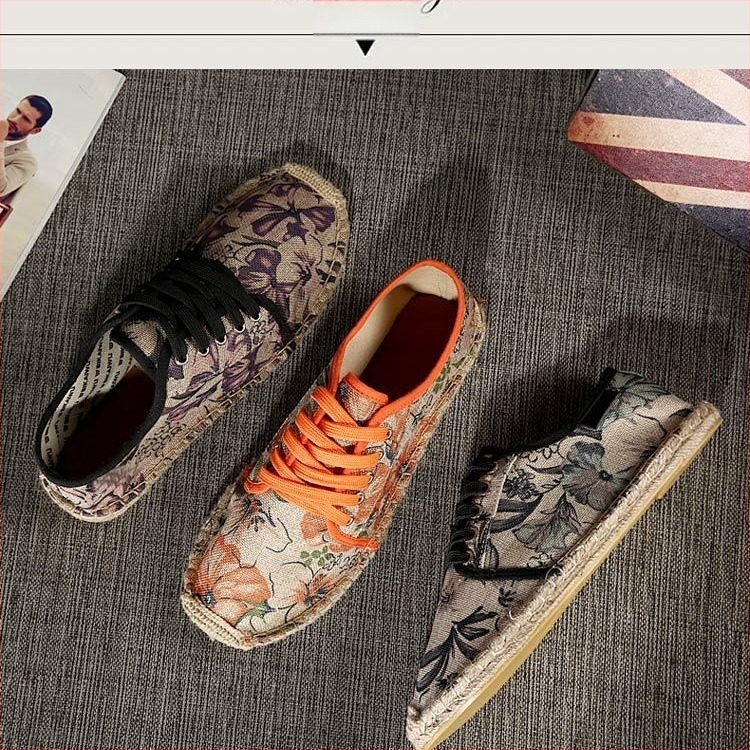 Unisex tenisice od platna, niski profil, okrugli vrh, cvjetni uzorak, gumeni potplat