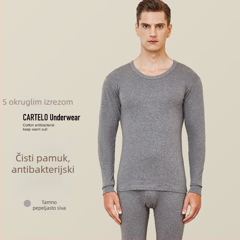 Unisex pamukasti termični komplet donjeg rublja, okrugli vrat, debeo materijal 201-250 g/m2, dugi rukavi gornji dio i hlače