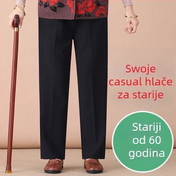 Casual hlače ravnog kroja, visokim strukom, podstavljene flisom, debela topla tkanina, poliester