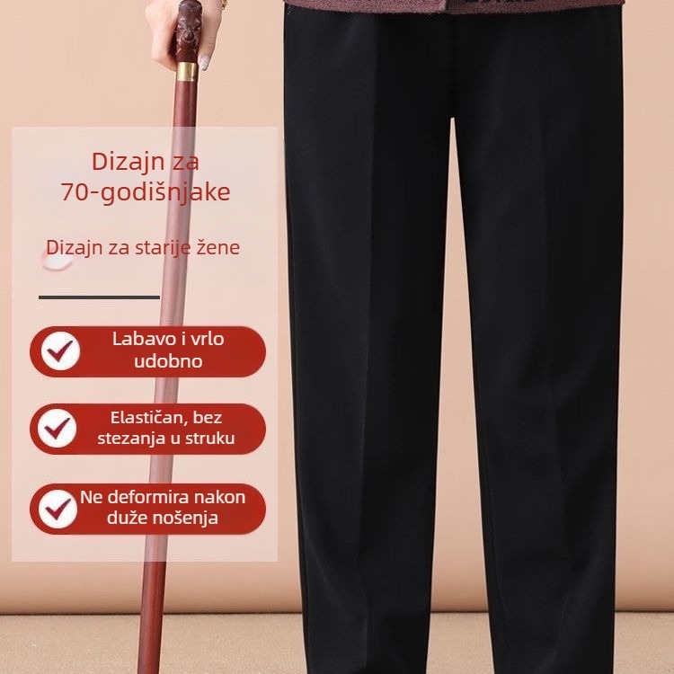 Casual hlače ravnog kroja, visokim strukom, podstavljene flisom, debela topla tkanina, poliester